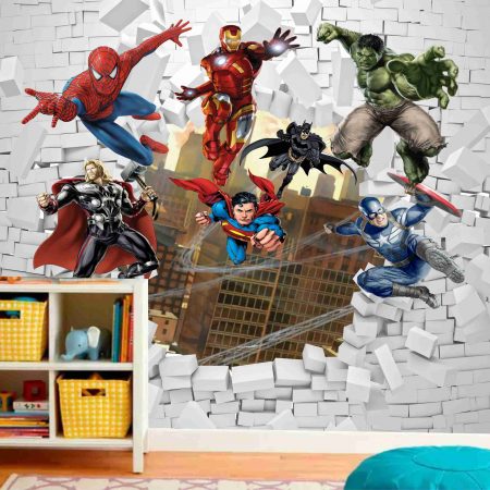 Papel De Parede Herois Marvel Vingadores D Parede Tijolo Arquiprojeto